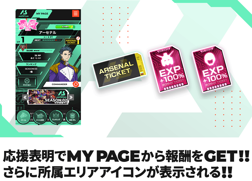 所属エリアの代表チームを配信で応援！最終順位に応じた報酬をMY PAGEでGET！！